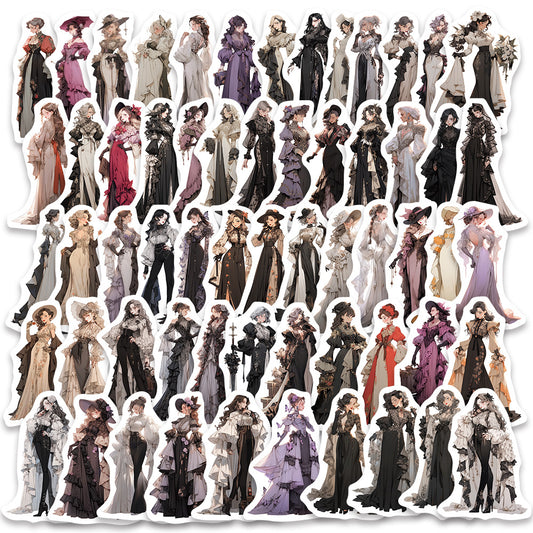 60pcs Nobleman Girl Aesthetics Waterproof Stickers Pack for Water Bottle Laptop