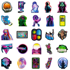 50pcs Holographic Laser Style Stickers for DIY Skateboard Guitar Cup