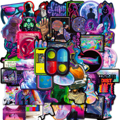 50pcs Holographic Laser Style Stickers for DIY Skateboard Guitar Cup