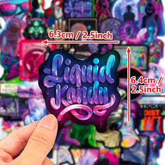 50pcs Holographic Laser Style Stickers for DIY Skateboard Guitar Cup