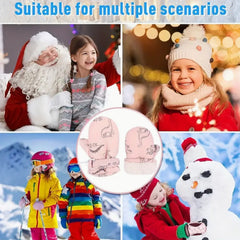 Kids Winter Dinosaur Ski Mittens Plush Thick Warm Cartoon Anti Cold Gloves
