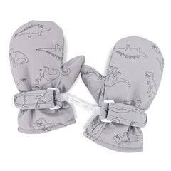 Kids Winter Dinosaur Ski Mittens Plush Thick Warm Cartoon Anti Cold Gloves