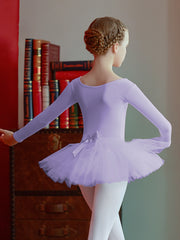 Stretchy Ballet Leotard Long Sleeve Gymnastics Dress Girls