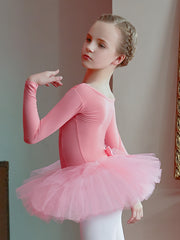 Stretchy Ballet Leotard Long Sleeve Gymnastics Dress Girls