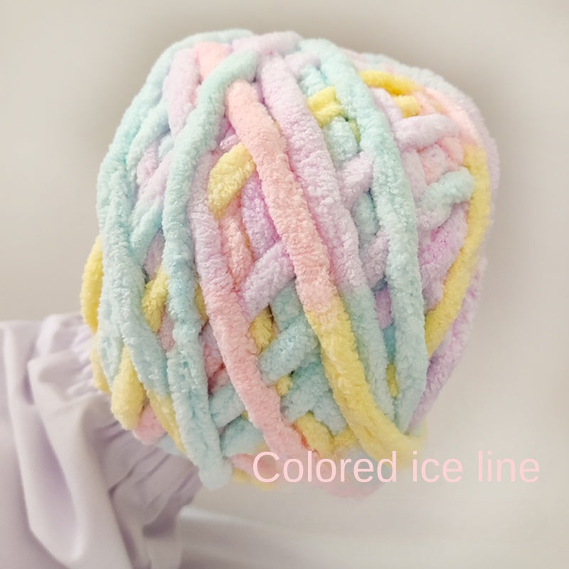 Hand Knitted Woolen Scarf Ice Strip Thread 30m Long Polyester Colorful Yarn