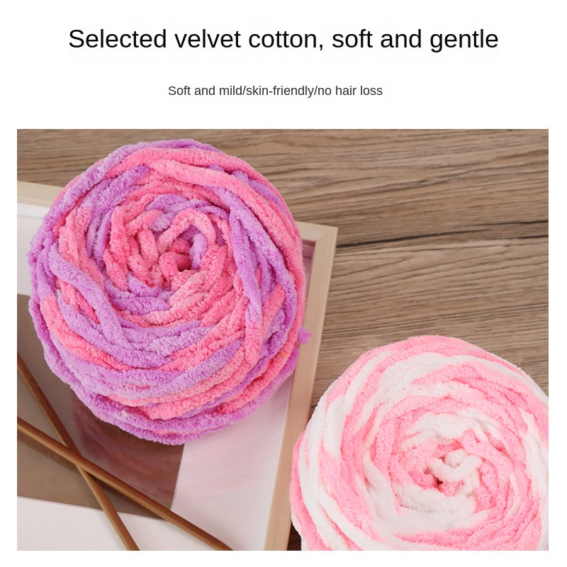 Hand Knitted Woolen Scarf Ice Strip Thread 30m Long Polyester Colorful Yarn
