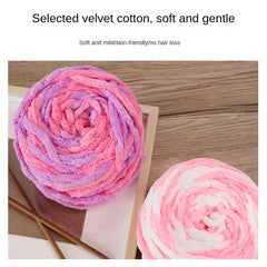 Hand Knitted Woolen Scarf Ice Strip Thread 30m Long Polyester Colorful Yarn