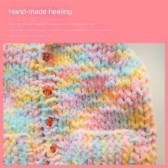 Hand Knitted Woolen Scarf Ice Strip Thread 30m Long Polyester Colorful Yarn