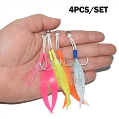 4pc Double Assist Hook Metal Jig Fishing Accessories