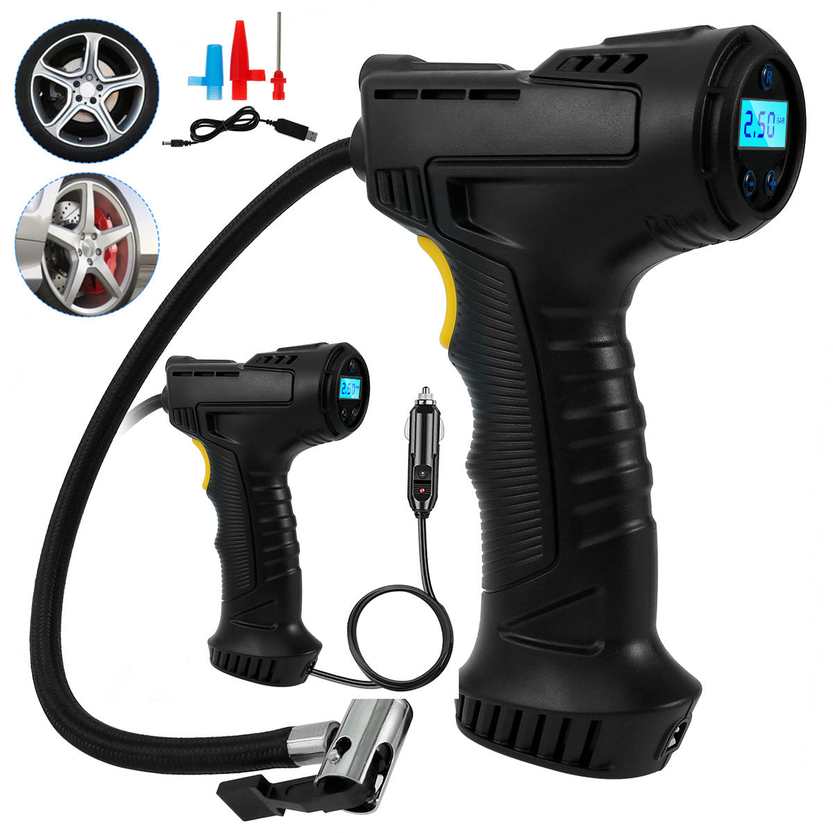 Portable Tyre Inflator 120W Air Compressor - LED Digital Press