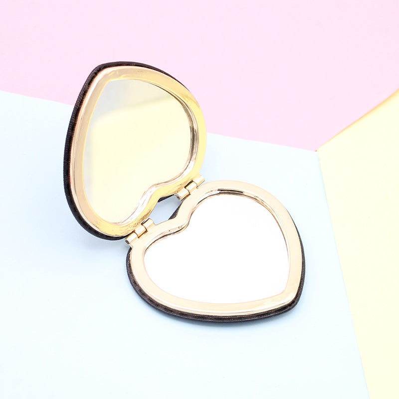 Mini Portable Love Heart Mirror Metal Makeup Travel Makeup Mirror