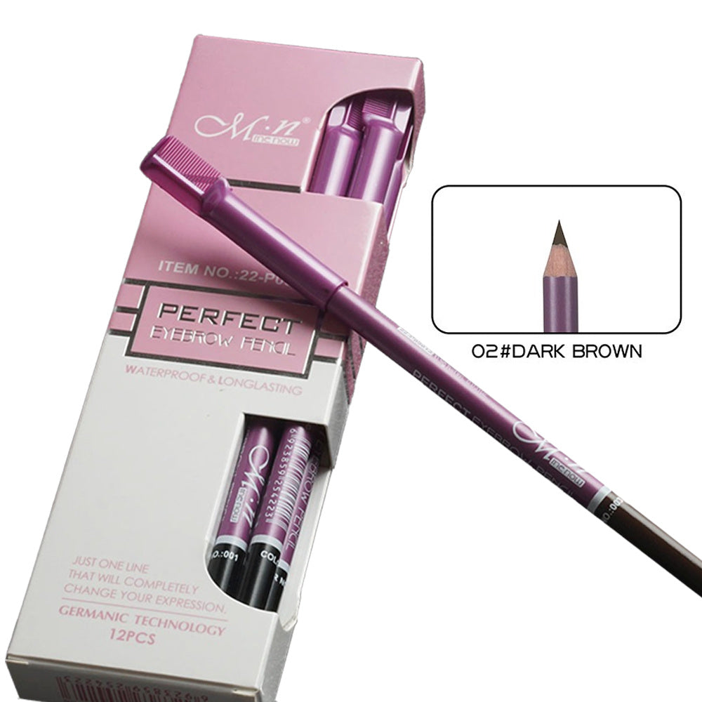 12pcs Waterproof Eyebrow Pencil Set with Brush and Comb
