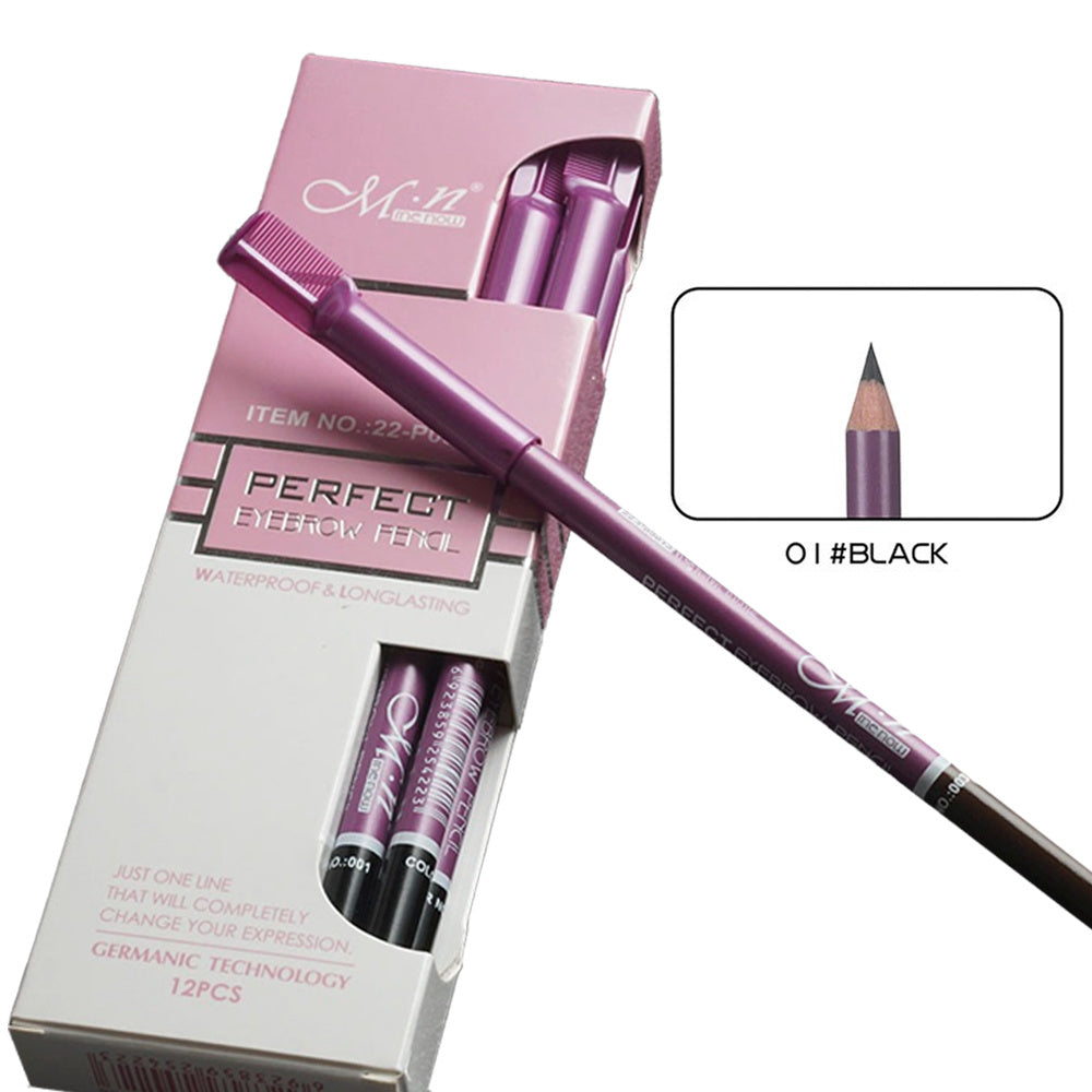 12pcs Waterproof Eyebrow Pencil Set with Brush and Comb