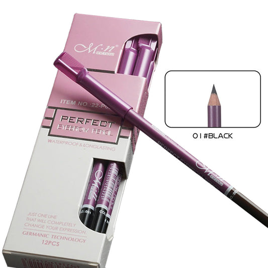 12pcs Waterproof Eyebrow Pencil Set with Brush and Comb