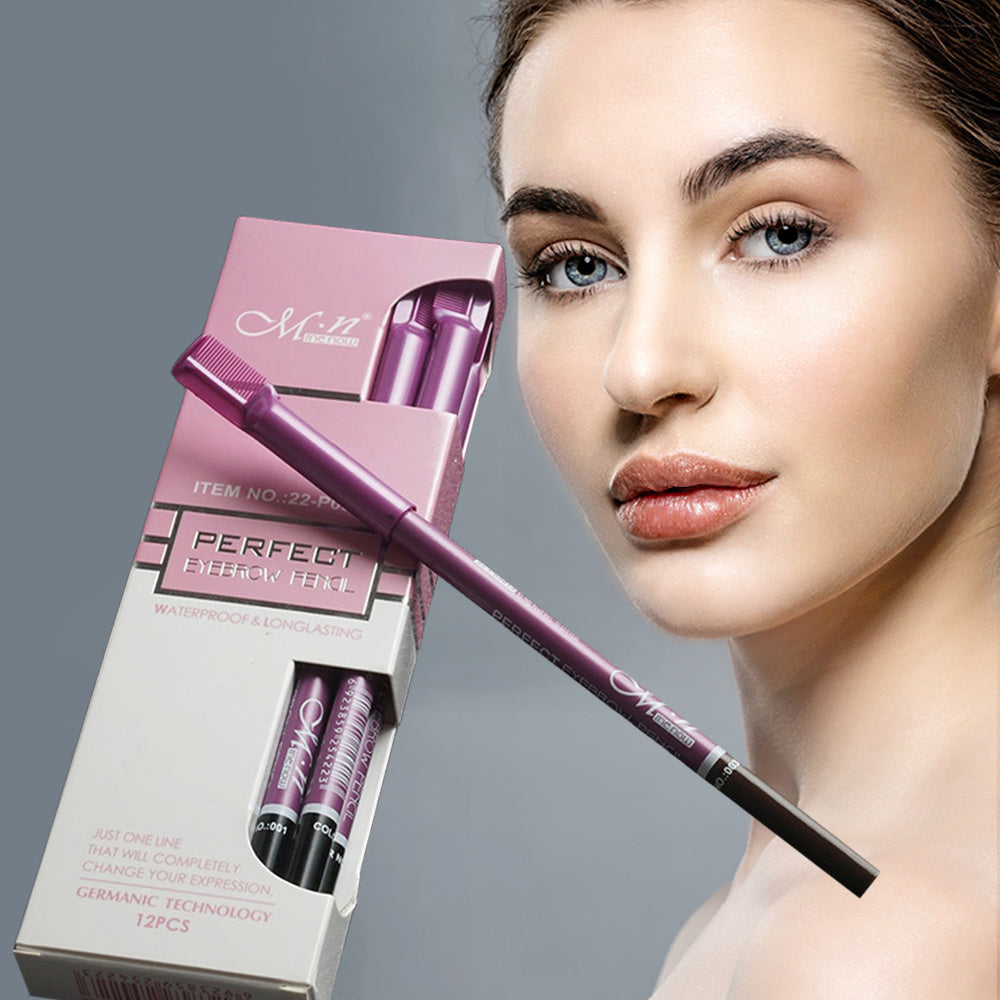 12pcs Waterproof Eyebrow Pencil Set with Brush and Comb