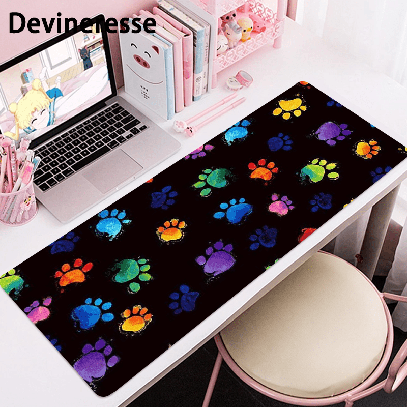 Animal Paw Prints Desk Mat - Large Gaming Mouse Pad