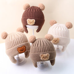 Winter Baby Beanie Cartoon Bear Ear Protection Knitted Hat