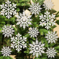 Christmas Plastic Glitter Snowflakes for Holiday and Room Decor