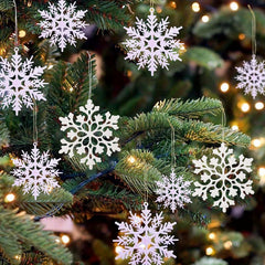 Christmas Plastic Glitter Snowflakes for Holiday and Room Decor