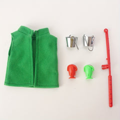 Elf Accessories Props Set Green Vest Mini Iron Barrel And Micro Fishing Rod