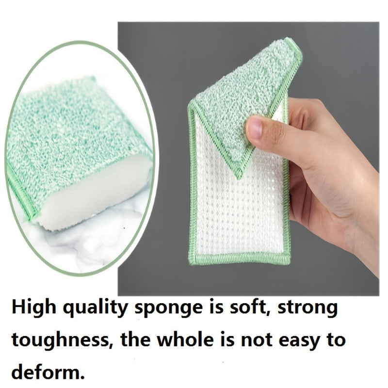 3pcs Bamboo Fiber Double Sided Sponge Towel for Kitchen Cleaning