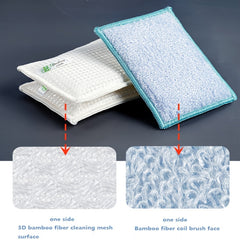 3pcs Bamboo Fiber Double Sided Sponge Towel for Kitchen Cleaning