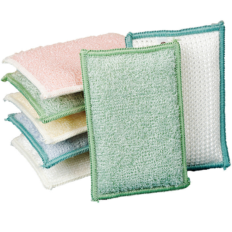 3pcs Bamboo Fiber Double Sided Sponge Towel for Kitchen Cleaning