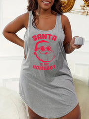 Santa Claus Print Nightdress Stretch Tank Sleep Dress