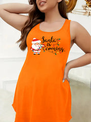 Christmas Nightdress Women's Santa Claus Print Racer Back Sleep Dress