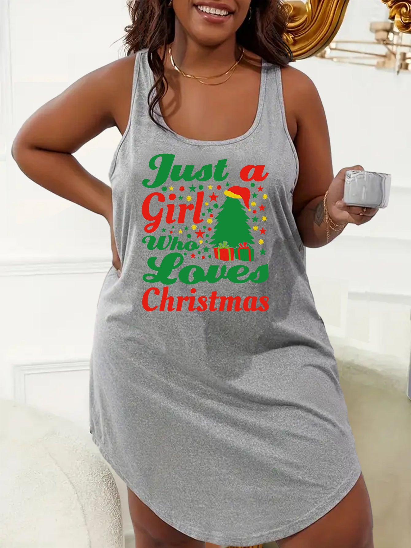 Christmas Tree Nightdress Racer Back Tank Sleep Dress