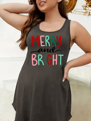 Christmas Nightdress Women's Plus Slogan Print Racer Back