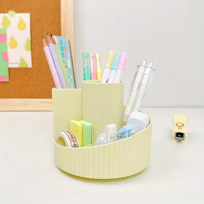 360 Rotating Pen Holder 7 Slot Organizer Stationery Container