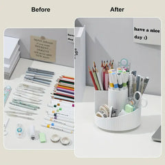 360 Rotating Pen Holder 7 Slot Organizer Stationery Container