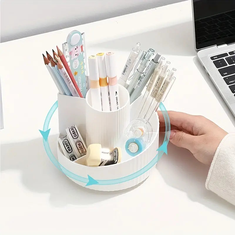 360 Rotating Pen Holder 7 Slot Organizer Stationery Container