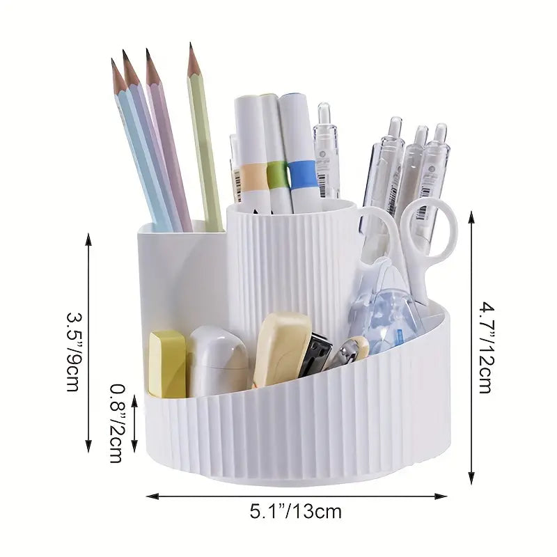 360 Rotating Pen Holder 7 Slot Organizer Stationery Container