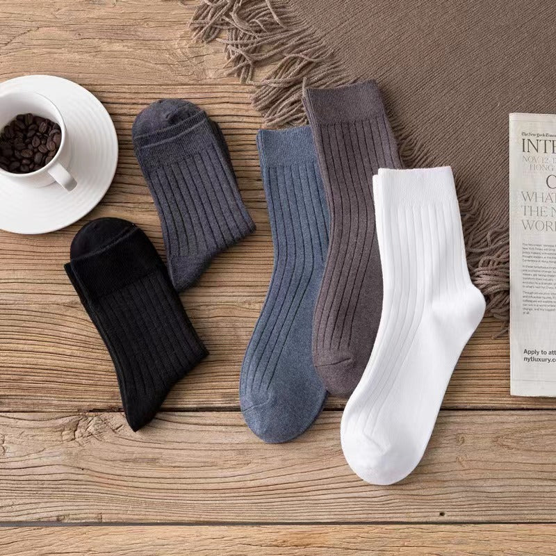 5 pairs Men's Vintage Crew Socks Anti odor Sweat absorbing Striped Socks