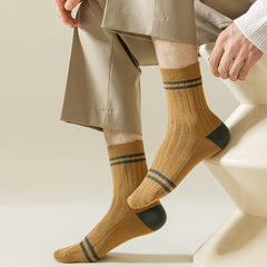 5 pairs Men's Vintage Crew Socks Anti odor Sweat absorbing Striped Socks