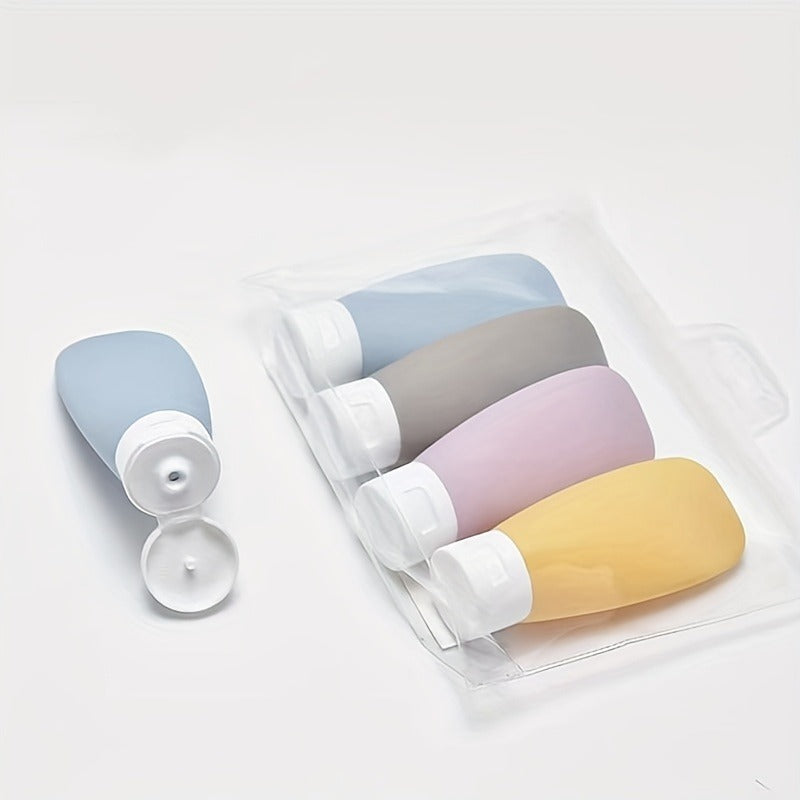 4pcs Travel Bottles Set Refillable Cosmetic Containers Shampoo Shower Gel