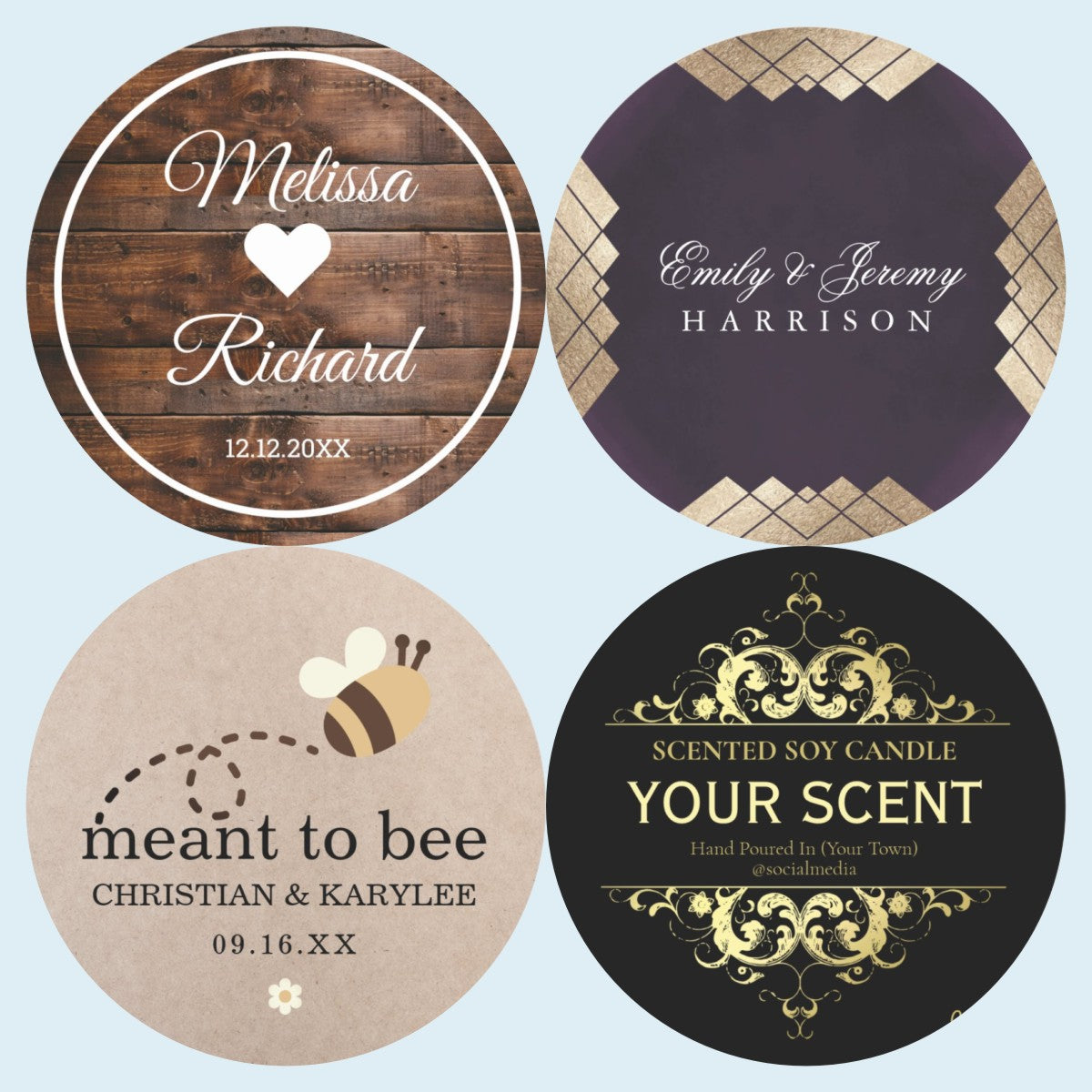Custom Wedding Name Stickers Personalized Celebration Tags
