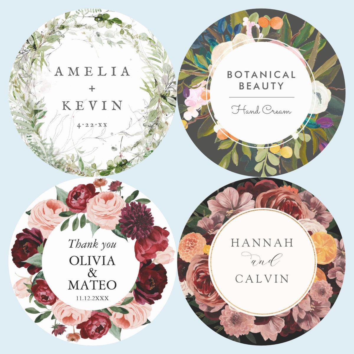 Custom Wedding Name Stickers Personalized Celebration Tags
