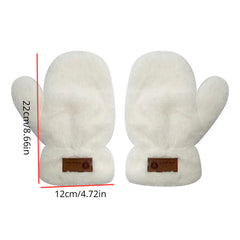 Winter Plush Gloves Girls Outdoor Warm Keeping Gloves