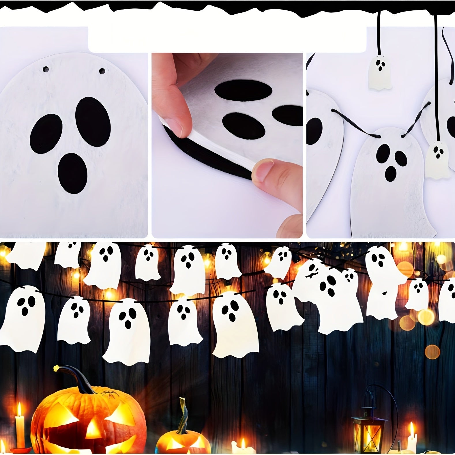 8pcs Halloween Spooky Ghost Paper Flag Wall Banner Decor