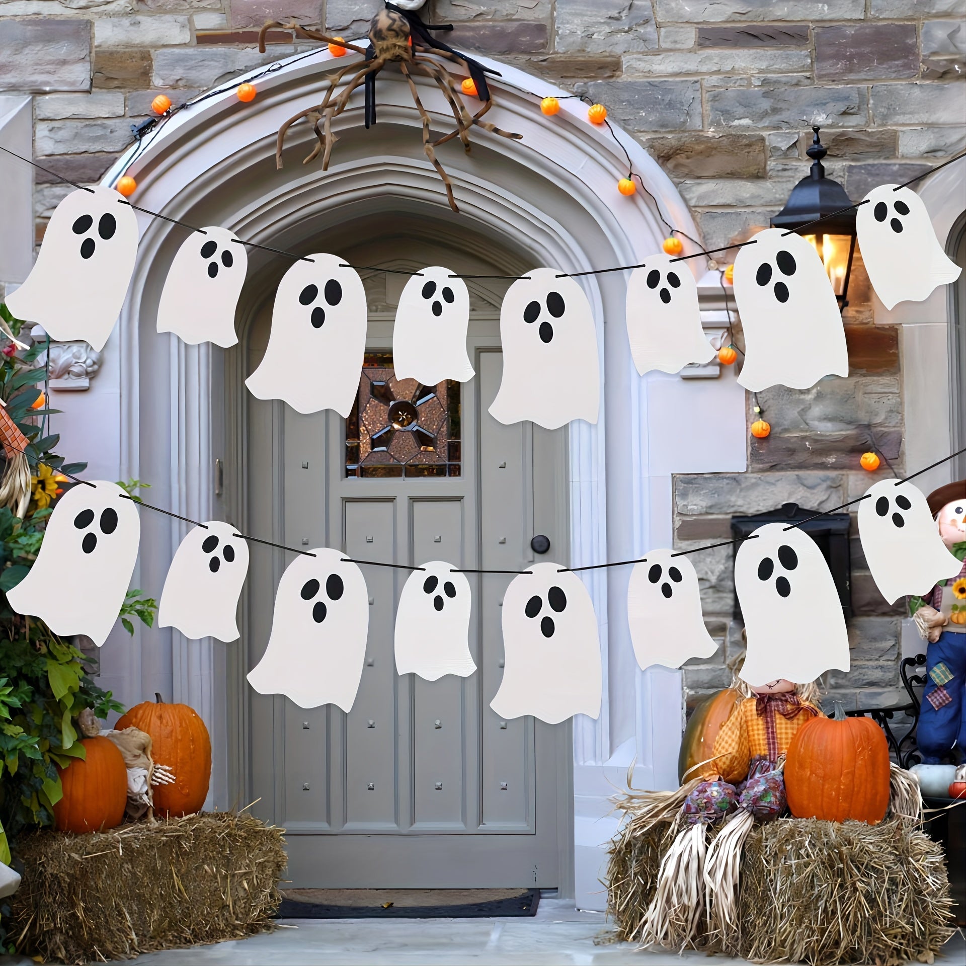 8pcs Halloween Spooky Ghost Paper Flag Wall Banner Decor