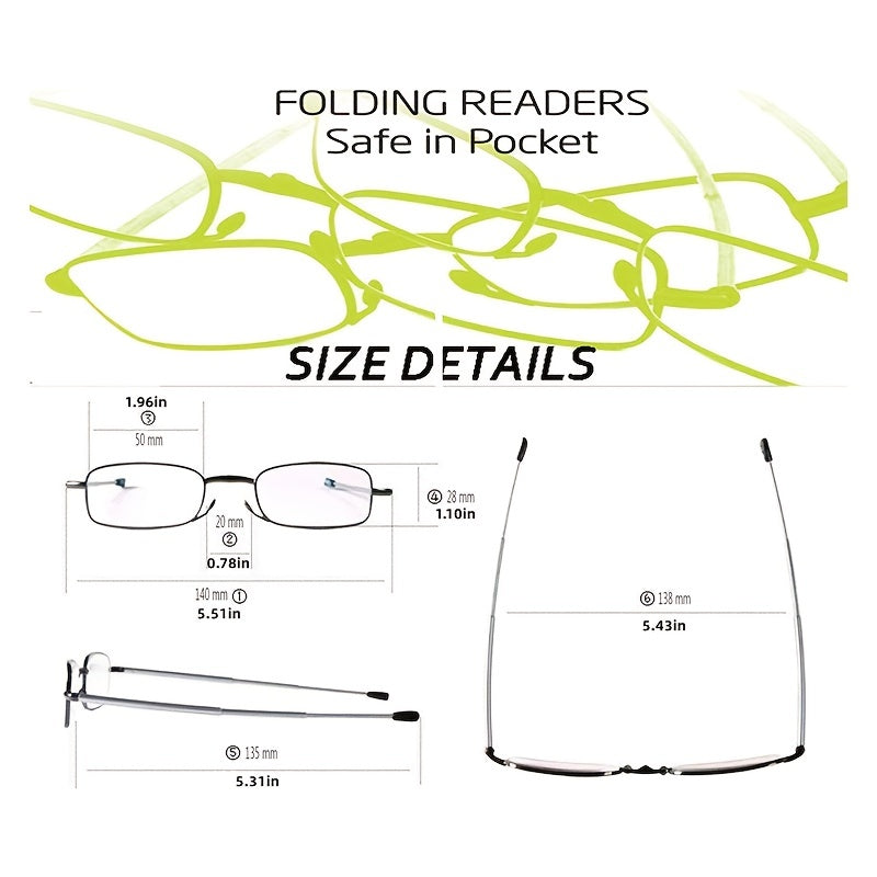 Portable Folding Reading Glasses Compact Pocket Eyewear