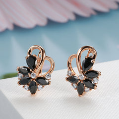 Golden Teardrop Cut Stone Dangle Earrings Flower Butterfly Earrings