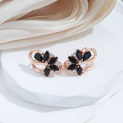 Golden Teardrop Cut Stone Dangle Earrings Flower Butterfly Earrings