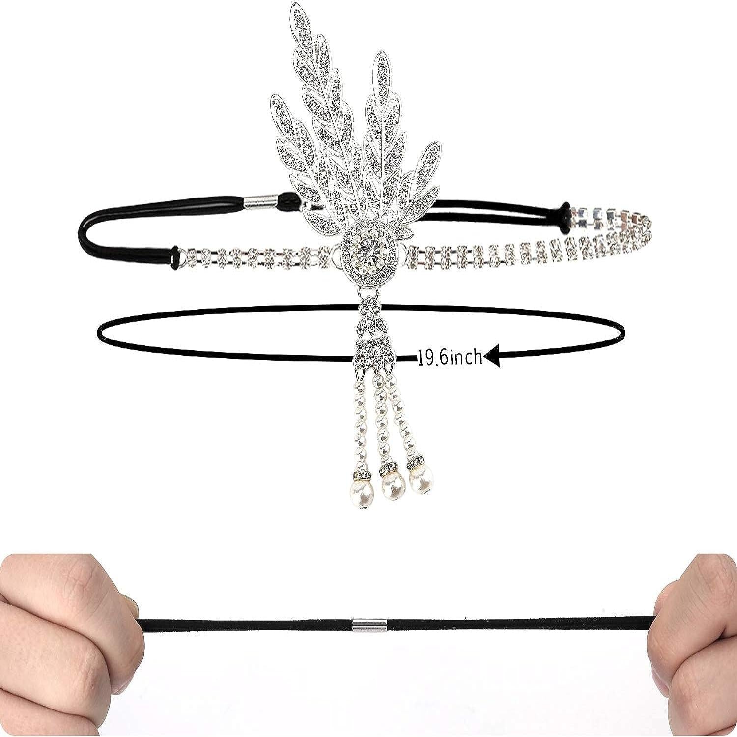 1920s Women's Costume Accessories Set - Headband, Earrings, Necklace, Gloves