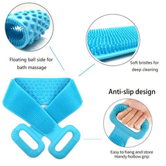 Silicone Body Scrubber Exfoliating Shower Brush Bath Belt