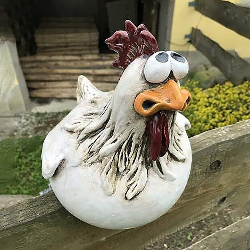 Funny Chicken Fence Decoration Resin Crafts Gift