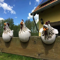 Funny Chicken Fence Decoration Resin Crafts Gift